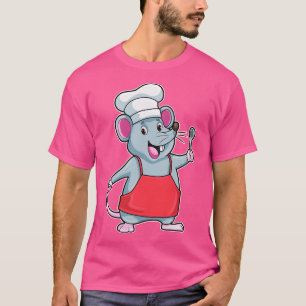 Ratte als Koch mit kochender Schürze Holzlöffel T-Shirt