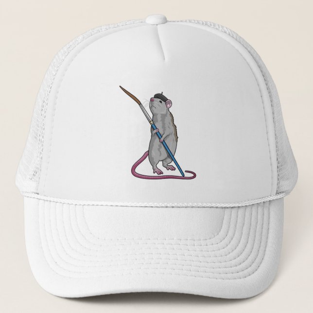 Ratte als Maler mit Pinsel Truckerkappe (Vorderseite)