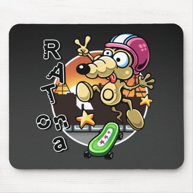 Ratte auf einem Skateboard Mousepad (Vorne)