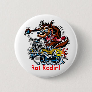 Ratte auf frisiertem Auto, Ratte Rodin! Button