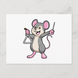 Ratte bei Musik mit Triangel Postkarte