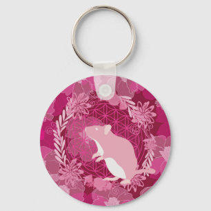 Ratte,Blume des Lebens, Rose, Mandala,Zen,Chakra,M Schlüsselanhänger