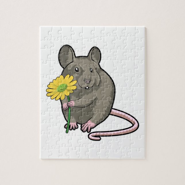 Ratte mit gelber Blume (Vertikal)