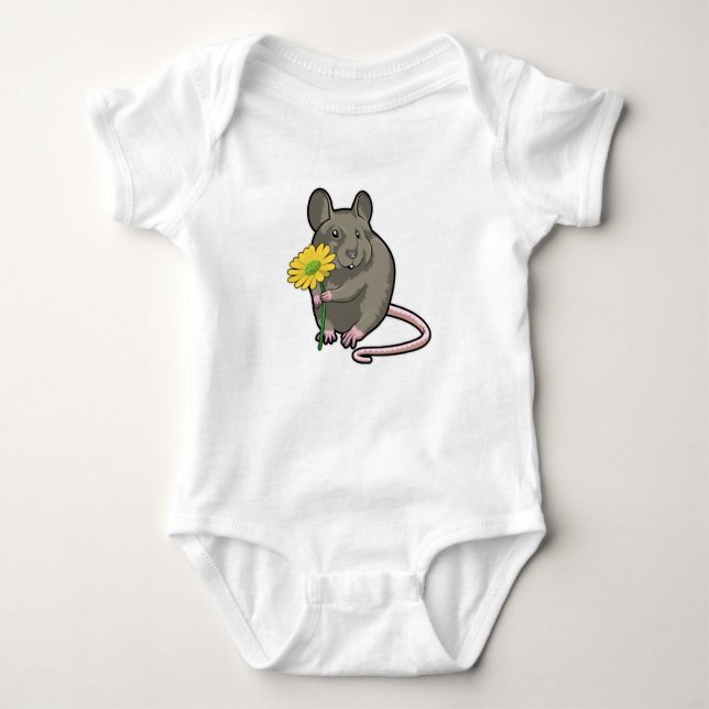 Ratte mit gelber Blume Baby Strampler (Vorderseite)