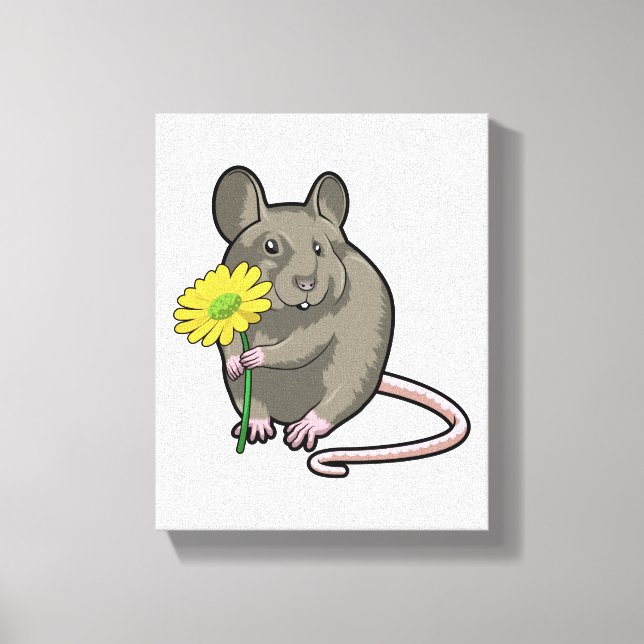 Ratte mit gelber Blume Leinwanddruck (Vorderseite)