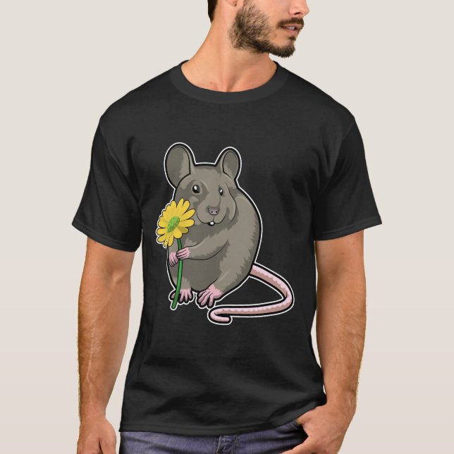 Ratte mit gelber Blume T-Shirt (Vorderseite)