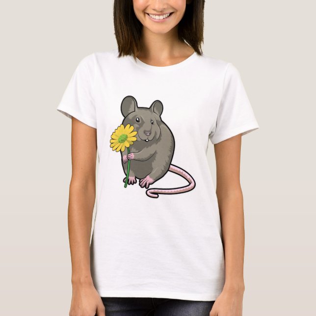 Ratte mit gelber Blume T-Shirt (Vorderseite)