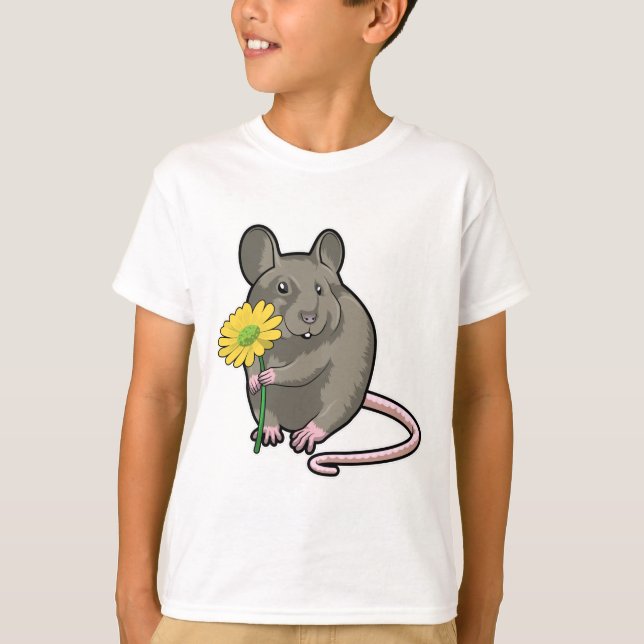 Ratte mit gelber Blume T-Shirt (Vorderseite)