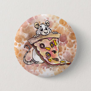 Ratte mit Pizza-Knopf Button