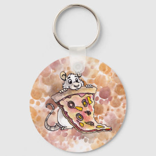 Ratte mit Pizza-Schlüsselanhänger Schlüsselanhänger
