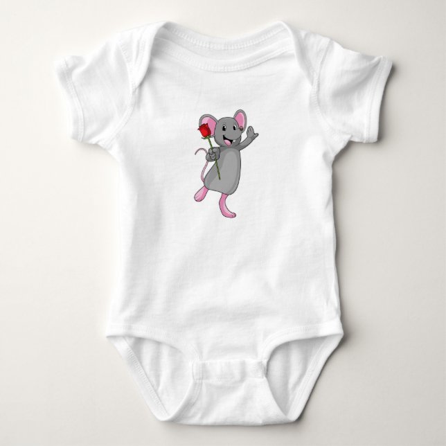 Ratte mit Rose Blume Baby Strampler (Vorderseite)