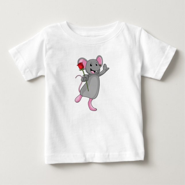 Ratte mit Rose Blume Baby T-shirt (Vorderseite)