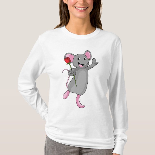Ratte mit Rose Blume T-Shirt (Vorderseite)