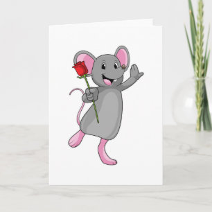 Ratte mit Rosenblume Karte