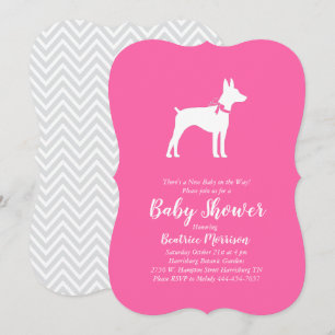 Ratte Terrier Dog Baby Dusche Pink Girl Einladung