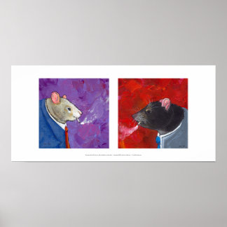 Ratten in geschäftlichen Anzügen rauchen Zigarette Poster