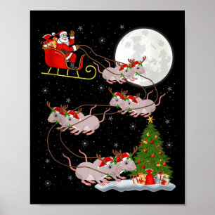 Ratten Santa Schlitten Fliegend Lustiger Magischer Poster