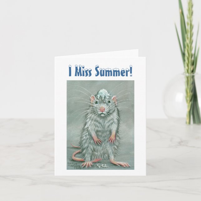Ratten-Schneeball auf Kopf, i-Fräulein Summer! Karte (Vorderseite)