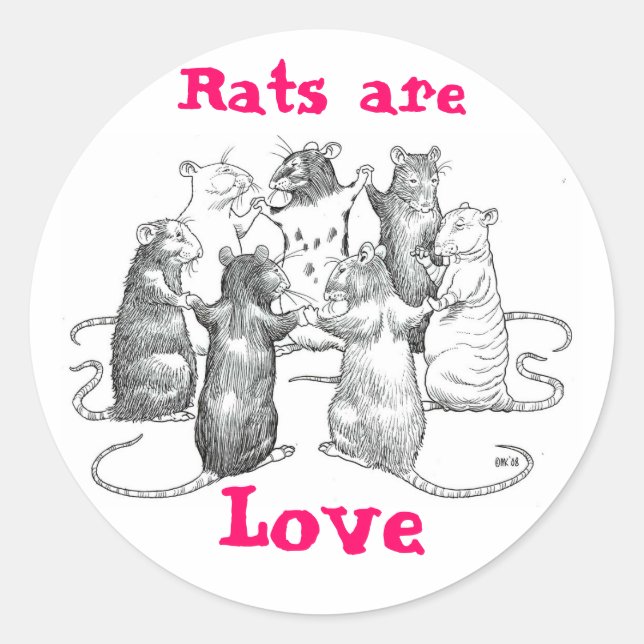 Ratten sind Liebe Runder Aufkleber (Vorderseite)