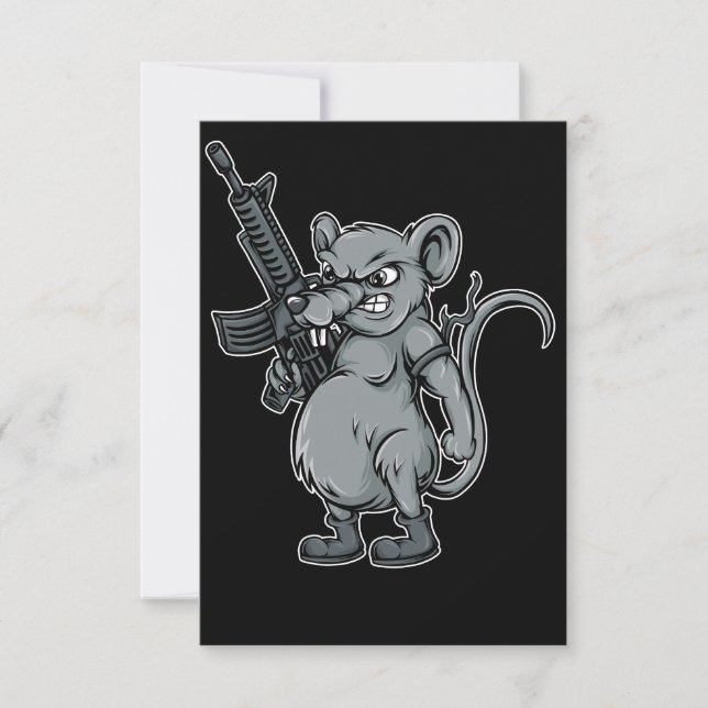 Ratten-Soldaten-mit-Gewehr-Abbildung Einladung (Vorderseite)