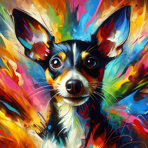 Ratten Terrier Hund Acryl Druck Bunt Lebendig