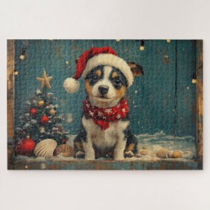 Ratten Terrier Hund Weihnachten Vintage Strand