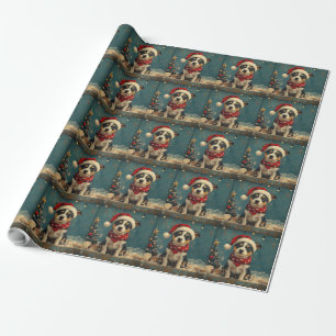 Ratten Terrier Hund Weihnachten Vintage Strand Geschenkpapier