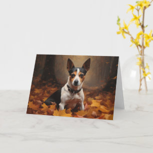 Ratten Terrier im Herbstlaub Fall Inspiriert Karte