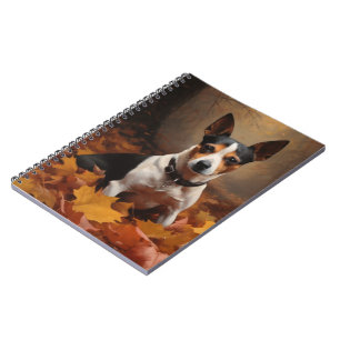 Ratten Terrier im Herbstlaub Fall Inspiriert Notizblock