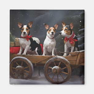 Ratten Terrier Schneeweißer Schlitten Weihnachtsde Magnet
