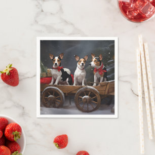 Ratten Terrier Schneeweißer Schlitten Weihnachtsde Serviette