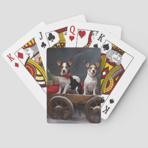 Ratten Terrier Schneeweißer Schlitten Weihnachtsde Spielkarten