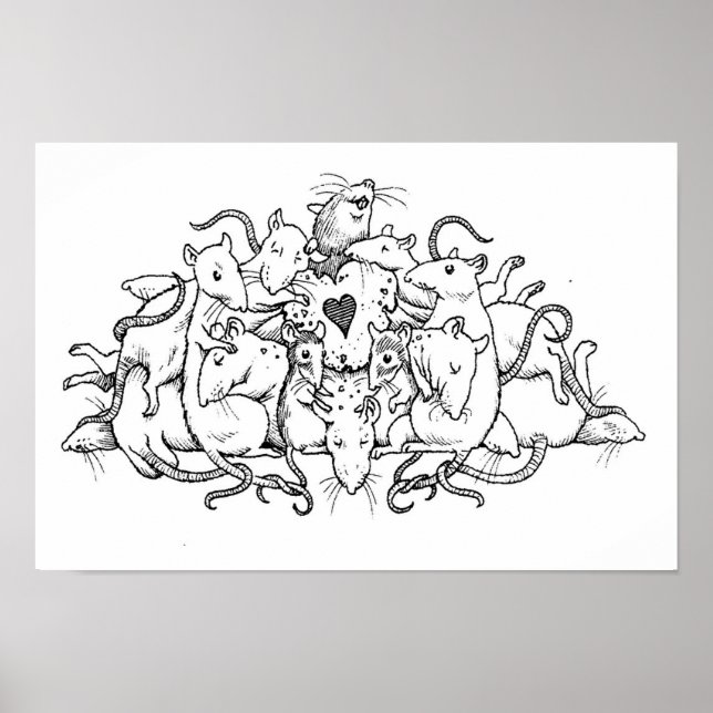 Rattenhaufen mit Herzzie Poster (Vorne)