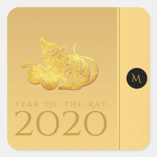 Rattenjahr 2020 Früchte Elegant Monogram S Sticker