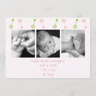 Rattle n Roll Birth Annoucement (pink) Ankündigung