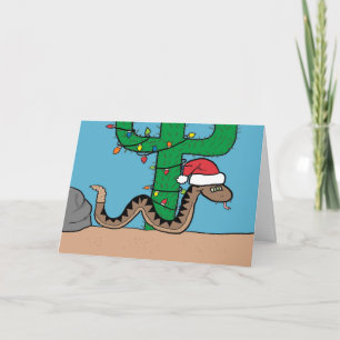 Rattle Snake Cactus Christmas Tree Greeting Card Feiertagskarte