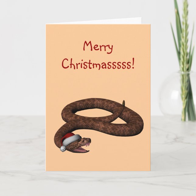Rattlesnacht mit Weihnachtsmannmütze Feiertagskarte (Vorderseite)