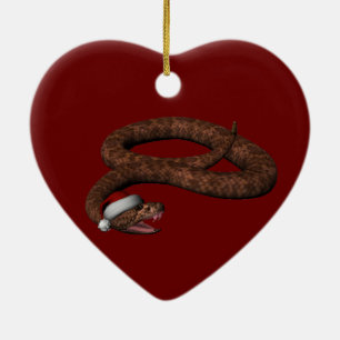 Rattlesnacht mit Weihnachtsmannmütze Keramik Ornament