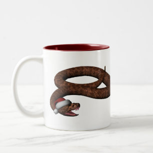 Rattlesnacht mit Weihnachtsmannmütze Zweifarbige Tasse