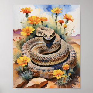 Rattlesnake Südwest Wasserfarbe Poster