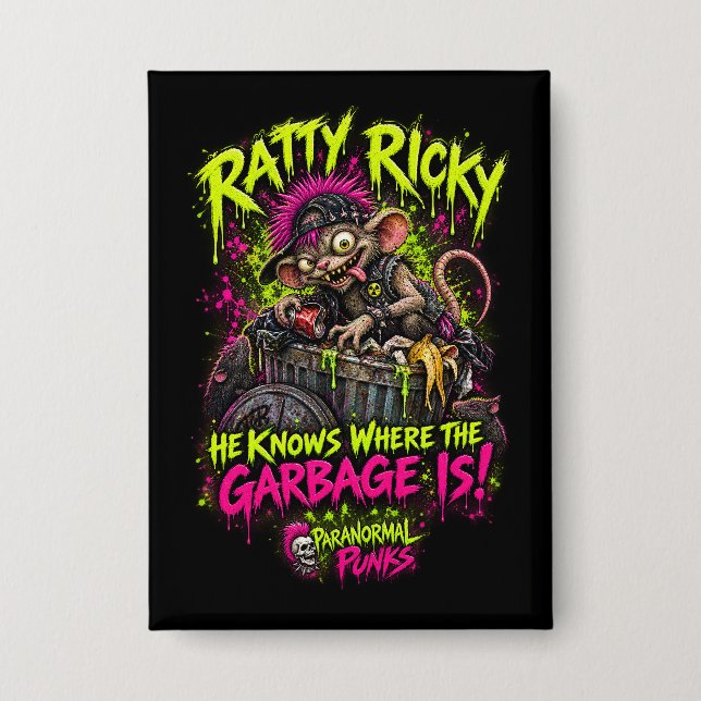 Ratty Ricky – Paranormale Punks Button (Vorderseite)