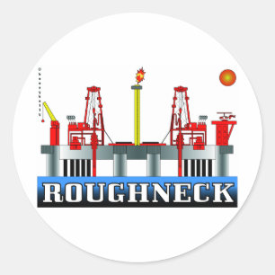 Raubein, Ölfeld-Aufkleber, Ölbohrinsel, Gas Runder Aufkleber