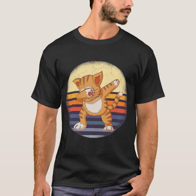Raubkatze, lustiges Katzen-Dabbing, Vintager Katze T-Shirt (Vorderseite)