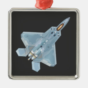 Raubvogel F-22 Silbernes Ornament