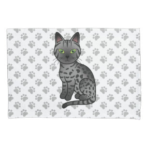 Rauch Ägyptisch Mau Niedlicher Cartoon Cat & Paws Kissenbezug