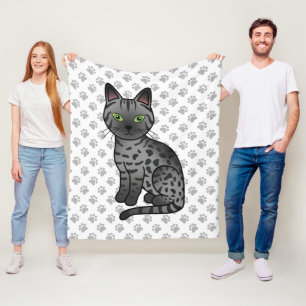 Rauch Ägyptische Mau Niedliche Cartoon-Katze & Pfo Fleecedecke