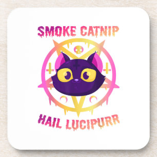 Rauch Catnip Hail Lucipurr, Funny Satanic Cat Kitt Getränkeuntersetzer