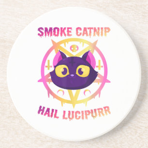 Rauch Catnip Hail Lucipurr, Funny Satanic Cat Kitt Getränkeuntersetzer
