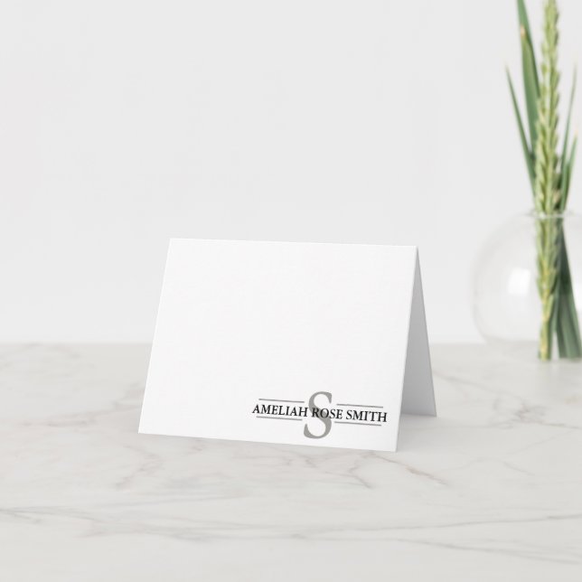 Rauch-modernes Monogramm Notecards (Vorderseite)