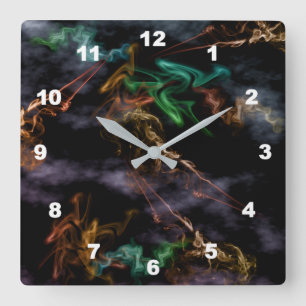 "Rauch 'N Fire" Quadratische Wanduhr